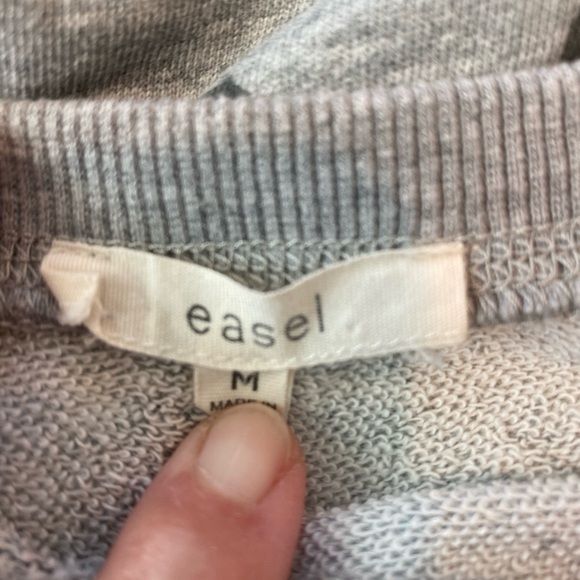 Easel Leopard Print Oversized Sweatshirt Gray Boho Balloon Sleeve Top - Picture 9 of 9